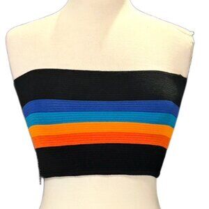 Fashion Nova Rainbow Colorful Stretchy Sleeveless Bandeau Knit Crop Top Small